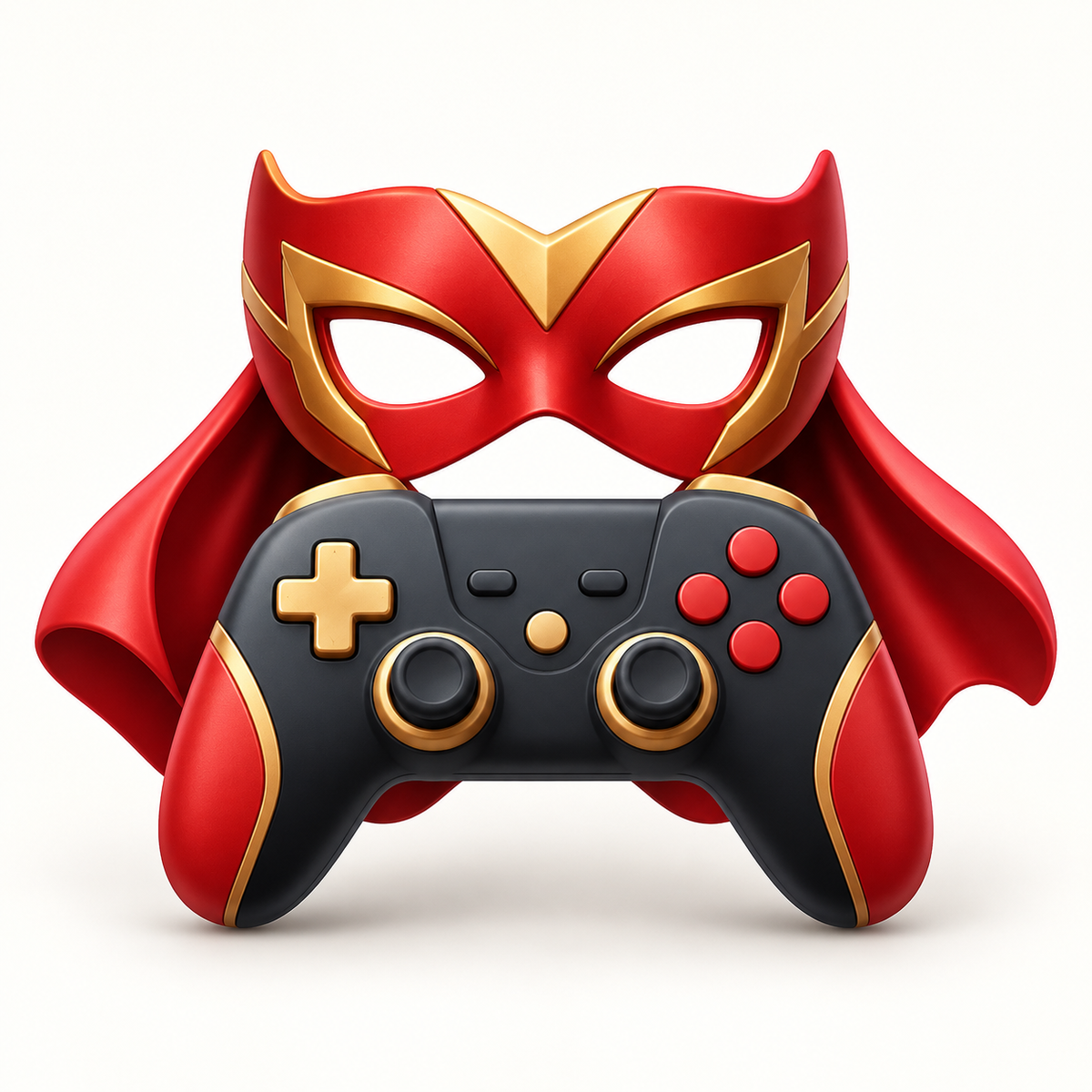 Red hero mask and cape with a game controller