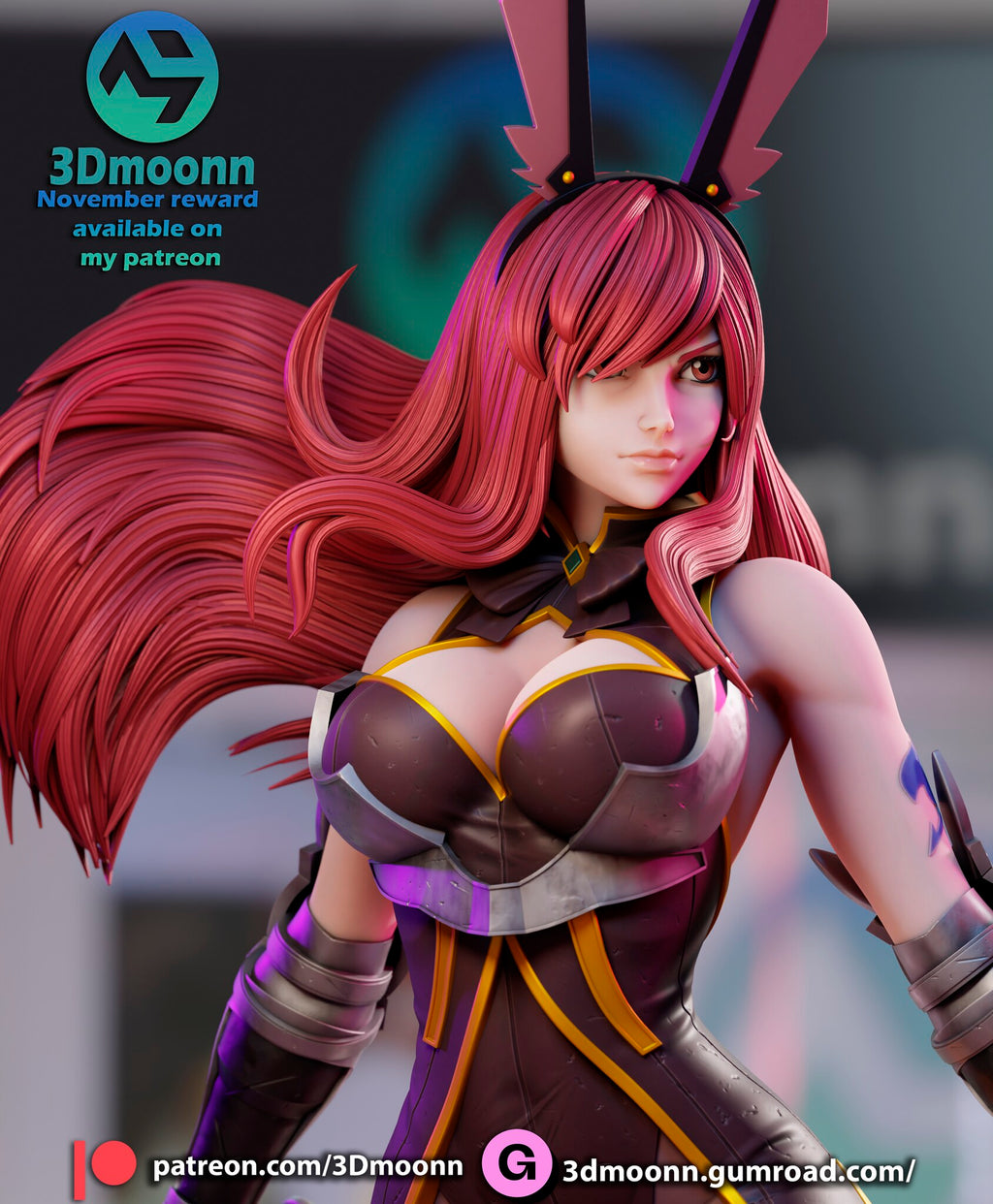 Sculptor's render (kit ships unpainted): close-up of the face, ear headband, gem collar and breastplate
