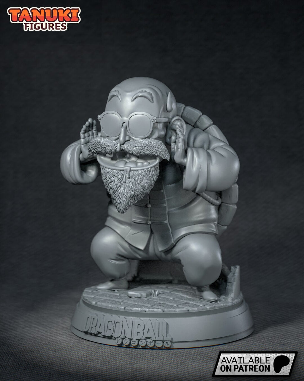 Sculptor's render (kit ships unpainted): gray primer three-quarter view from his left, fingers spread beside his face