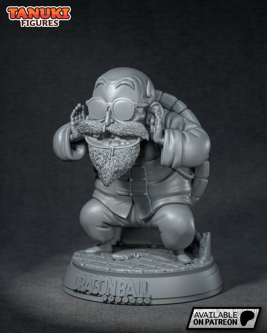 Sculptor's render (kit ships unpainted): gray primer three-quarter view from his left, fingers spread beside his face