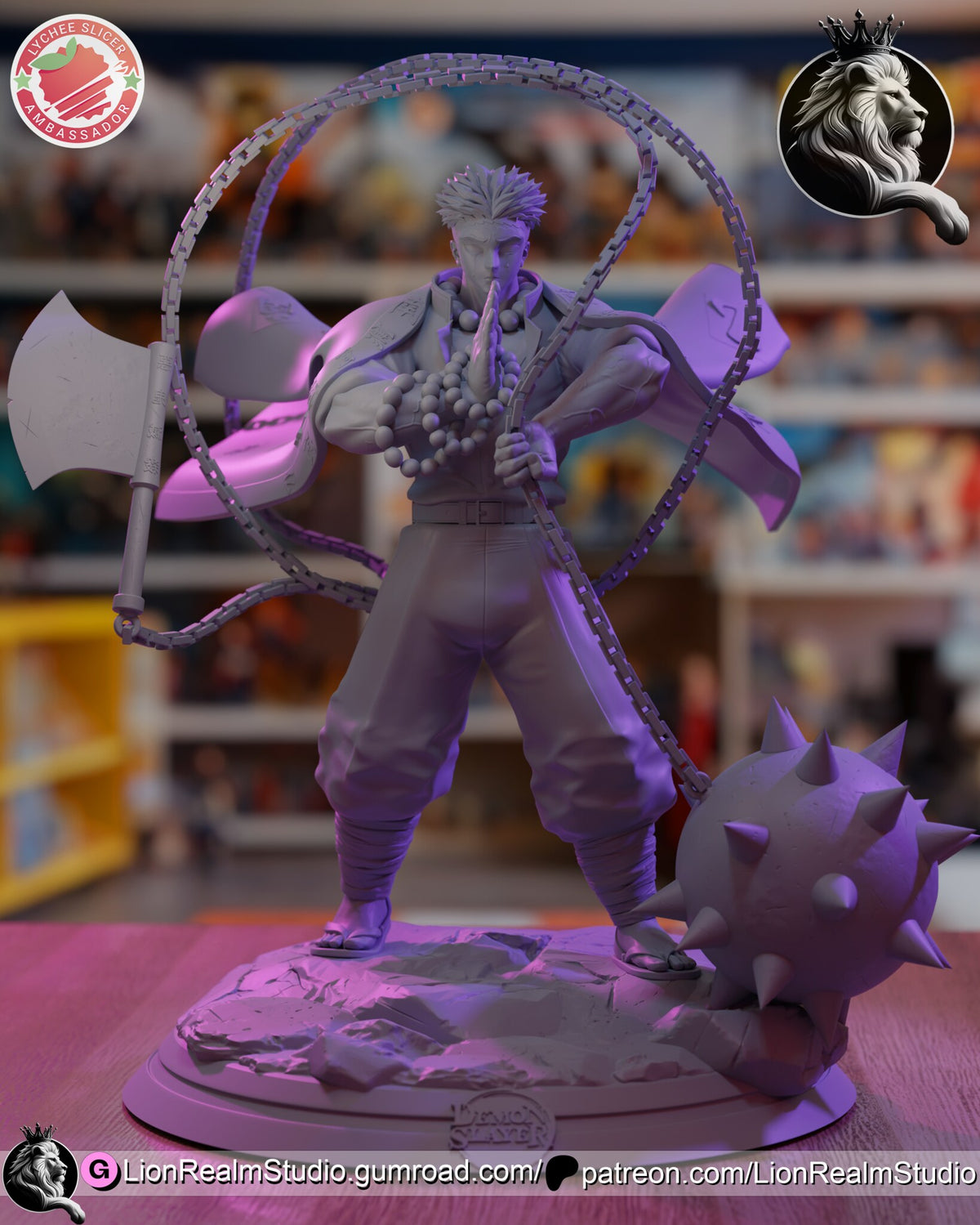 Sculptor's render (kit ships unpainted): unpainted gray view of the whole sculpt from the front
