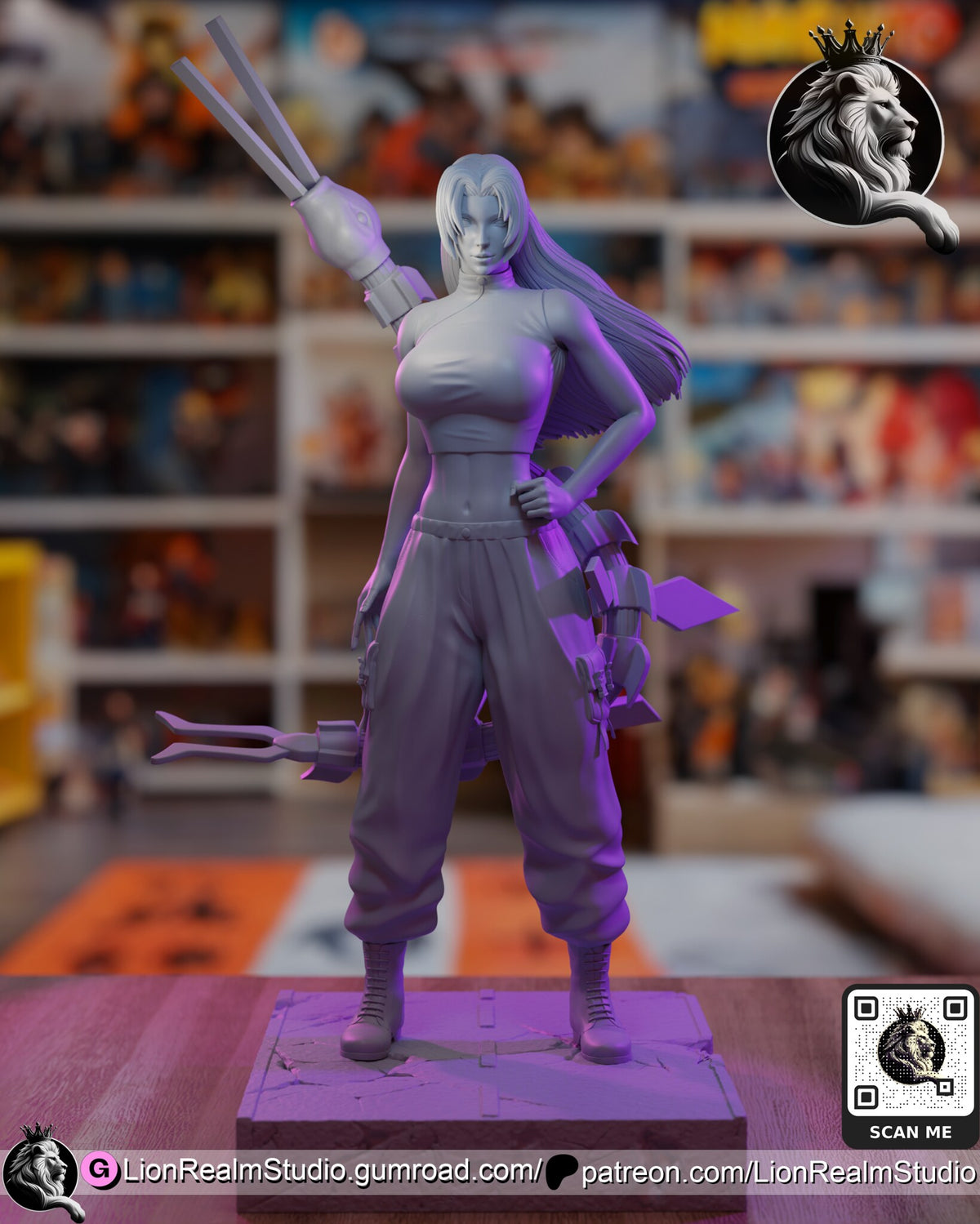 Sculptor's render (kit ships unpainted): unpainted gray view of the sculpt from the front