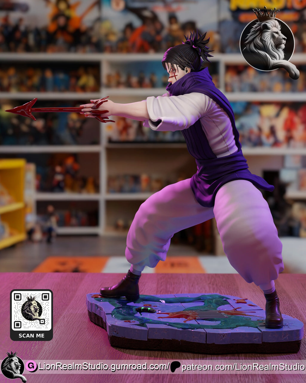 Sculptor's render (kit ships unpainted): left profile with the barbed arrowhead side-on and the staggered stance