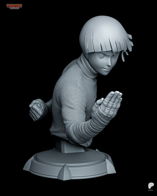 Sculptor's render (kit ships unpainted): three-quarter view with the layered bandages along the raised forearm and the fist behind him