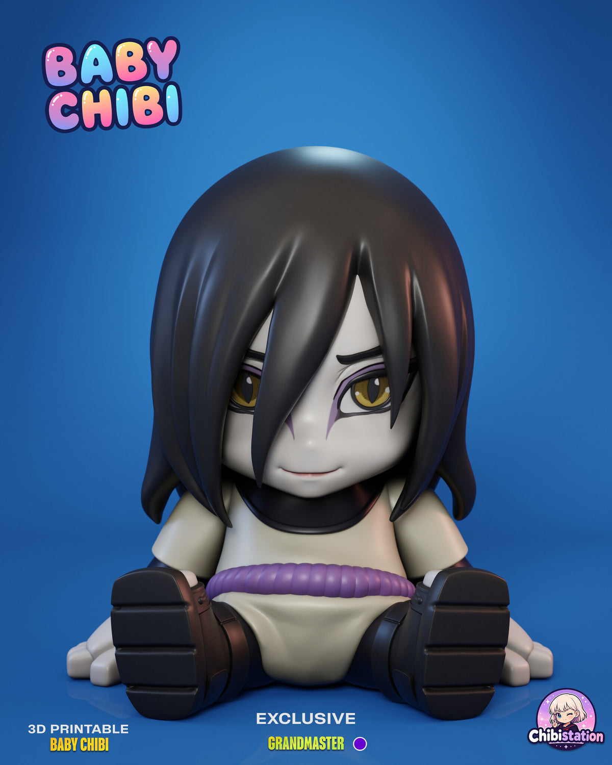 Sculptor's render (kit ships unpainted): front view of the seated snake-eyed sorcerer with long black hair and a twisted rope belt