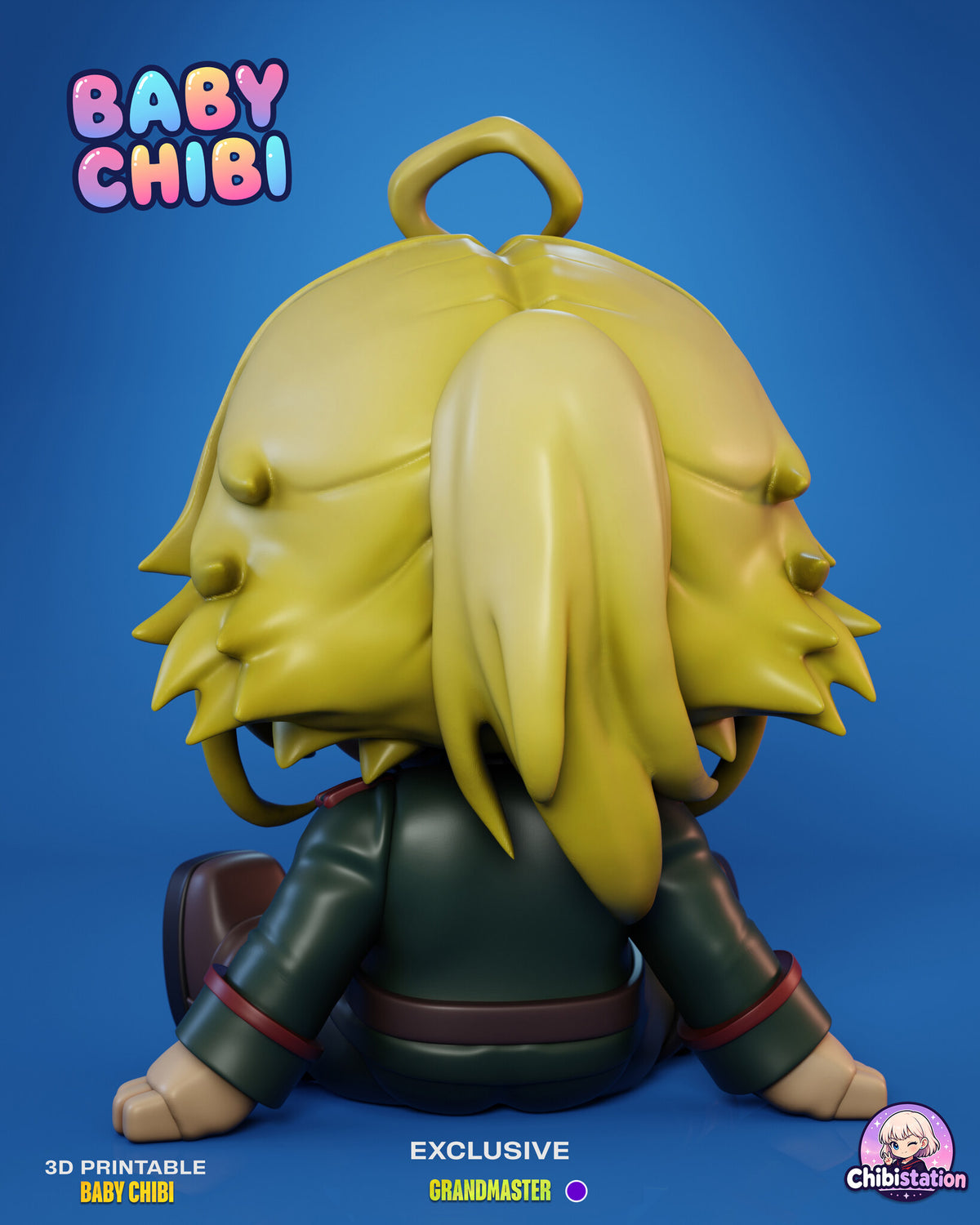 Sculptor's render (kit ships unpainted): back view of the blonde officer with the hair loop and a long lock down the back