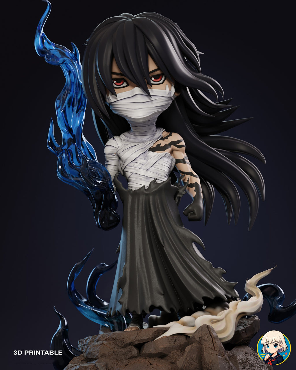 Sculptor's render (kit ships unpainted): front view with the cream smoke swirl at his feet and dark tendrils on both sides