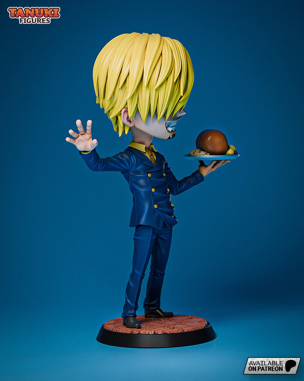 Sculptor's render (kit ships unpainted): side view from his right, the raised open hand and the fringe over one eye