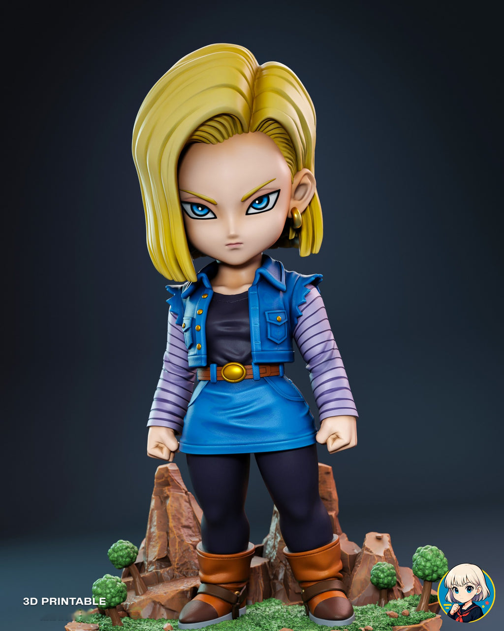 Sculptor's render (kit ships unpainted): near-front view showing the open vest, black shirt and striped sleeves