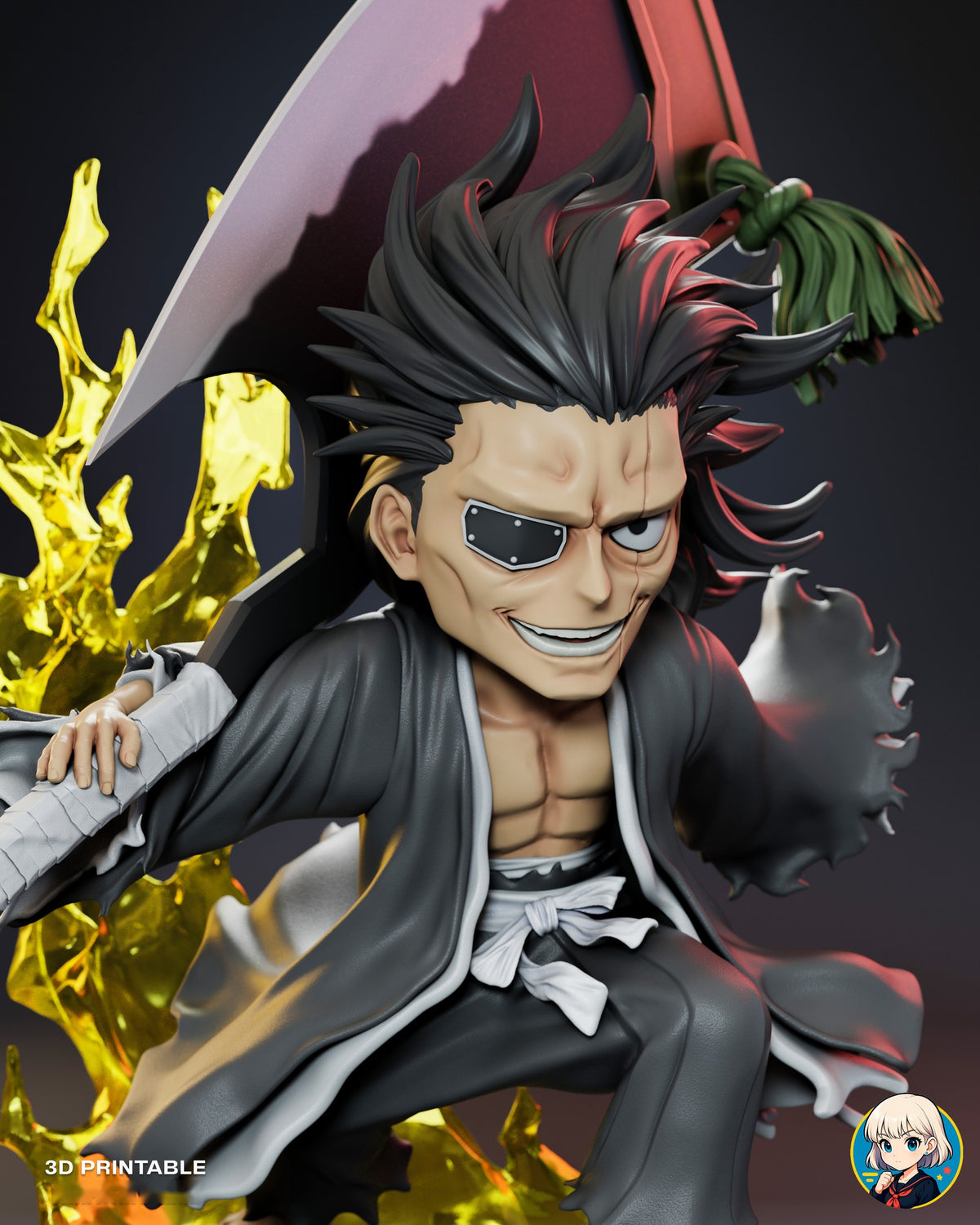 Sculptor's render (kit ships unpainted): the same close view lit brighter, for checking colors