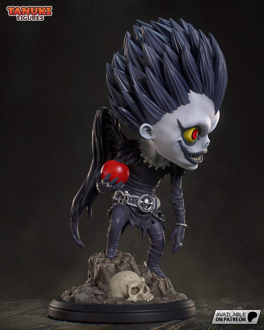 Sculptor's render (kit ships unpainted): side view, the large spiked head leaning out past the front of the base