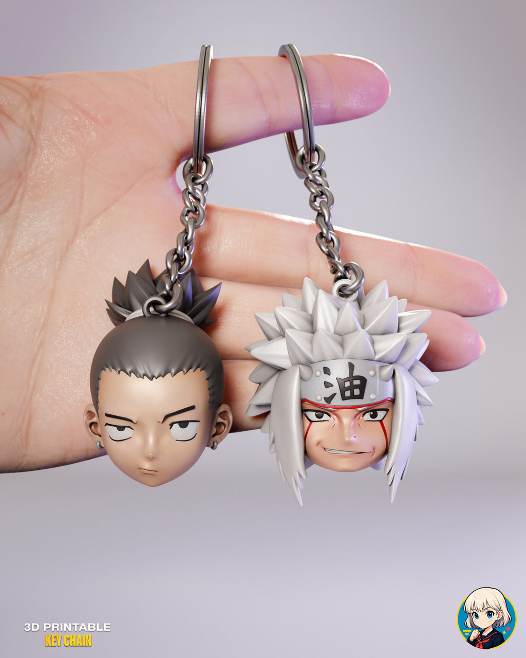 Sculptor's render (kit ships unpainted, rings and chains not included): a hand holding the spiky ponytail and the spiky white mane