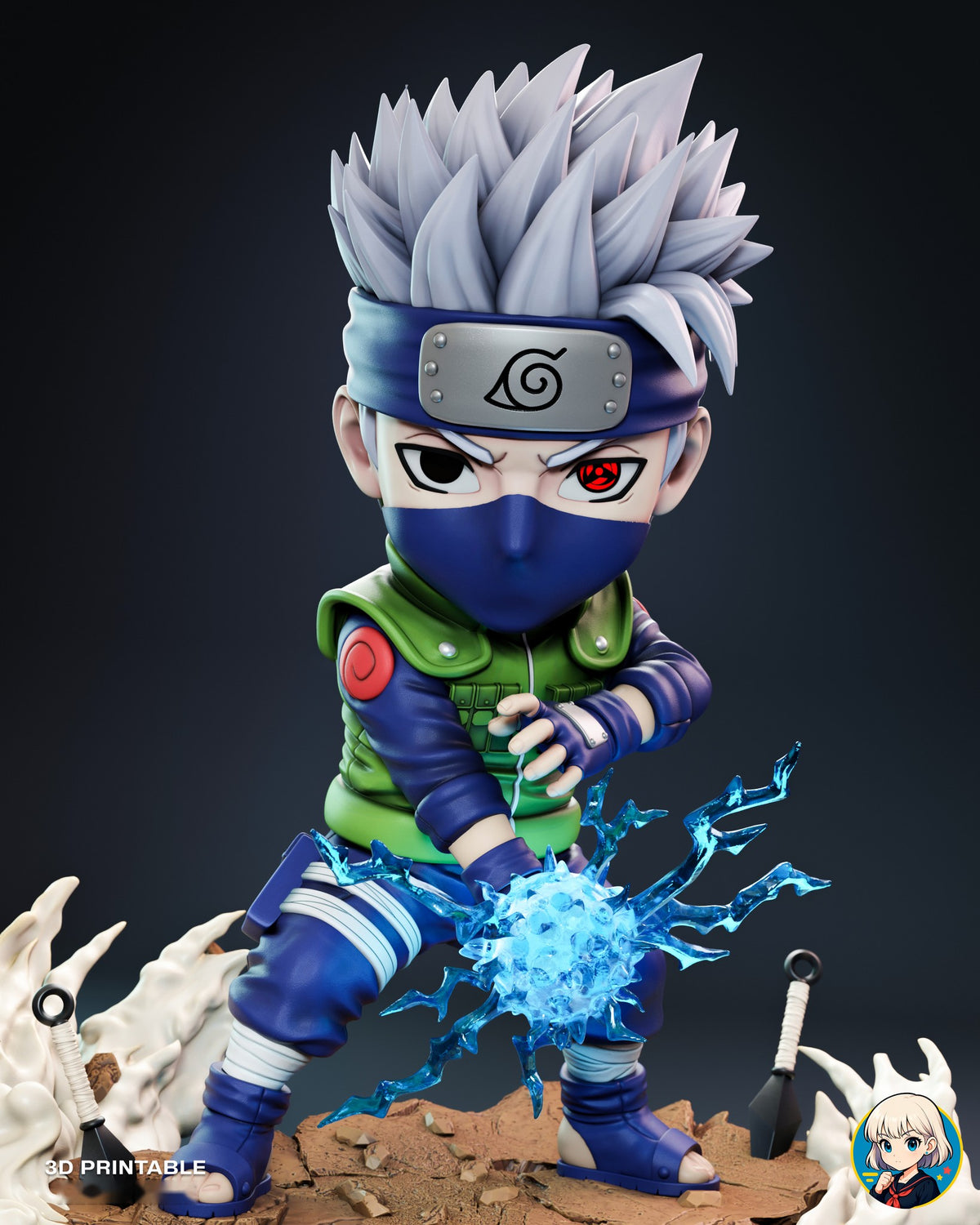 Sculptor's render (kit ships unpainted): closer front view of the lightning ball in his right hand, the green vest and the thigh holster