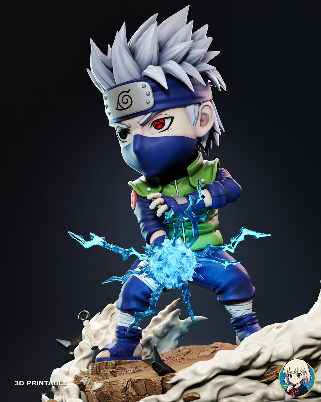 Sculptor's render (kit ships unpainted): low, close view with the lightning branches spreading out from his hand
