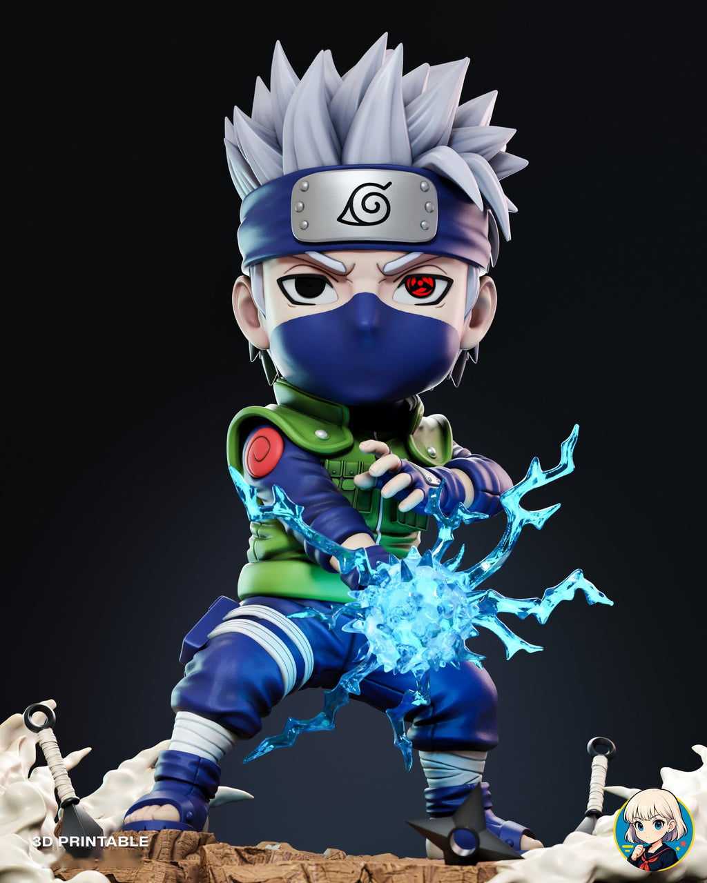 Sculptor's render (kit ships unpainted): straight-on view at chest height with the lightning ball in front of his knee