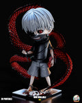 Sculptor's render of the painted design (kit ships unpainted): front view of the masked white-haired figure in shackles with four red scaled tentacles looping around him, on the checkered tile base