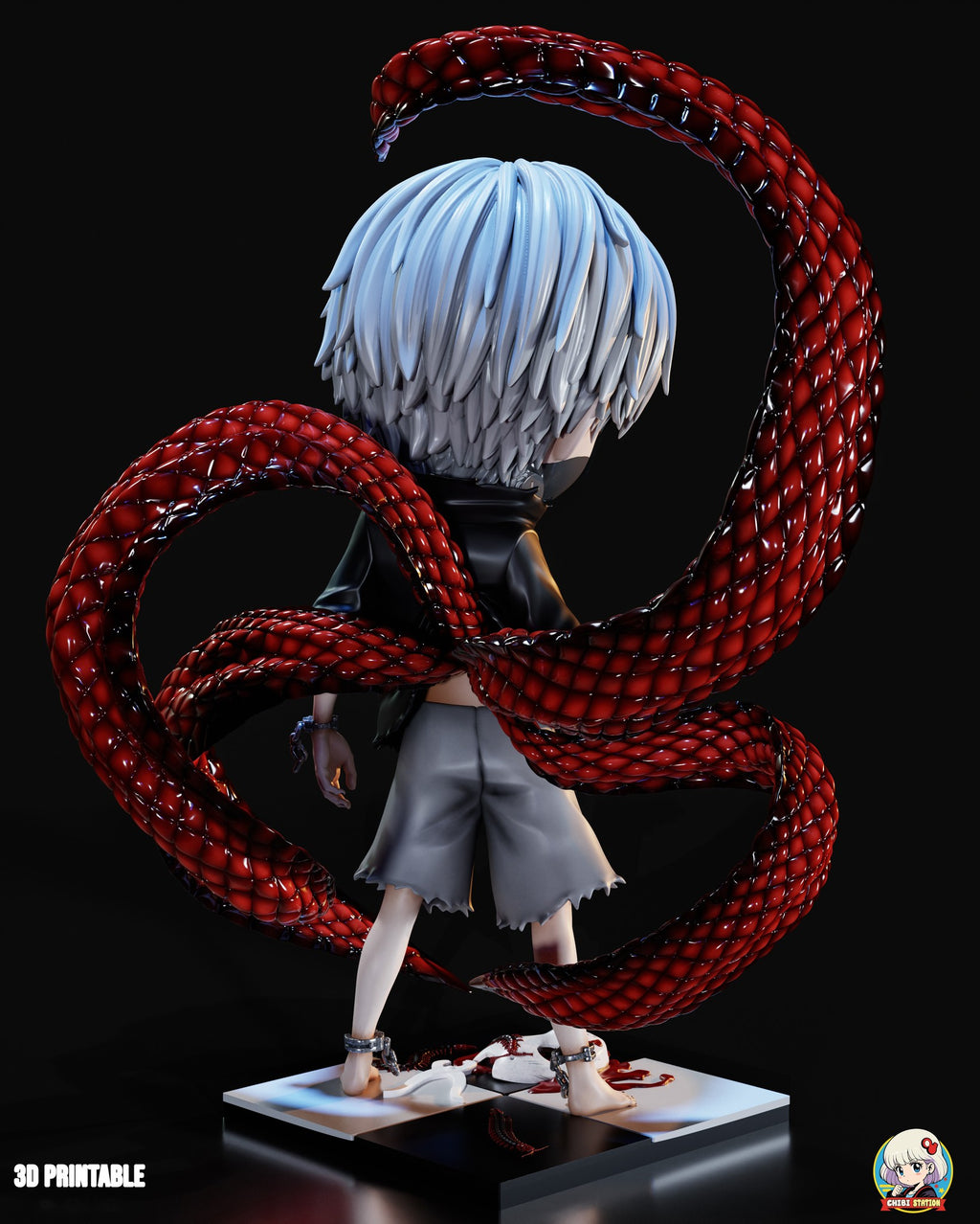 Sculptor's render (kit ships unpainted): back view showing where the tentacles come from his lower back and circle him