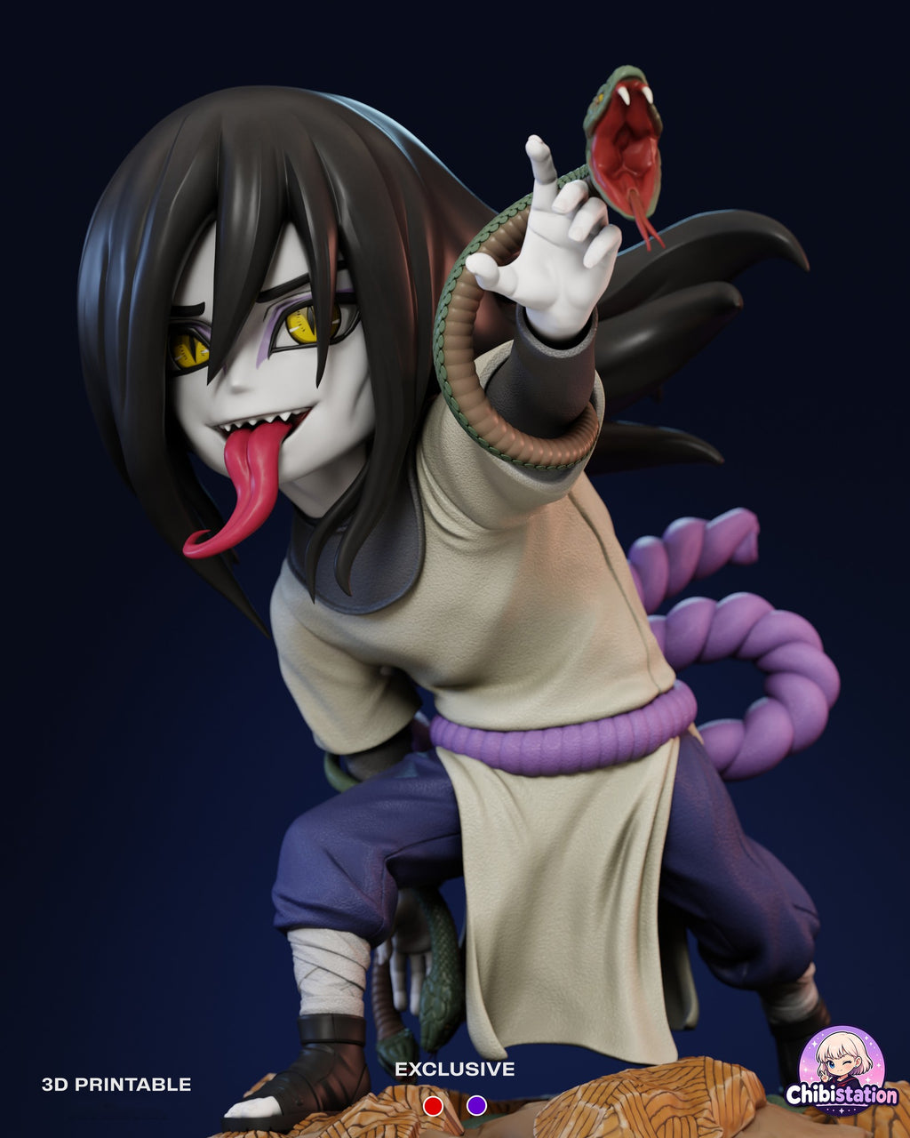 Sculptor's render (kit ships unpainted): low front view with the snake rearing open-mouthed above his raised hand