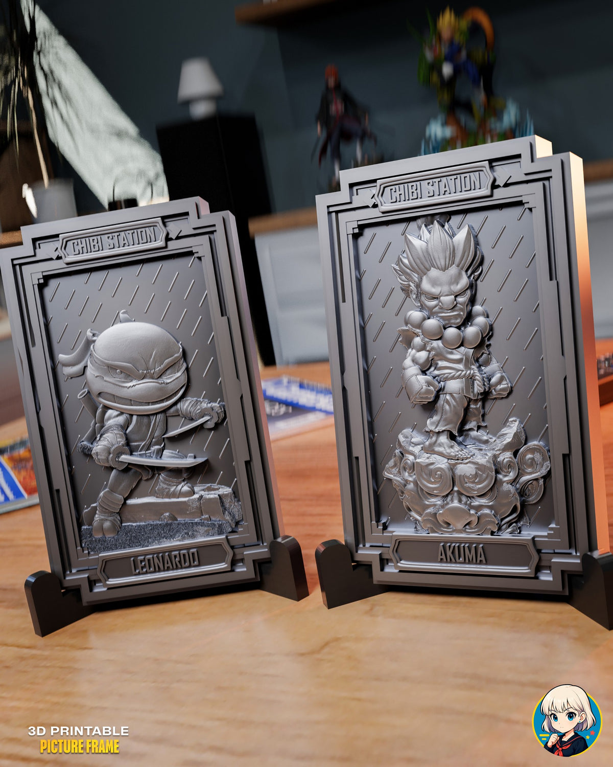 Sculptor's render (kit ships unpainted): the turtle warrior and the prayer-bead brawler plaques on their stands