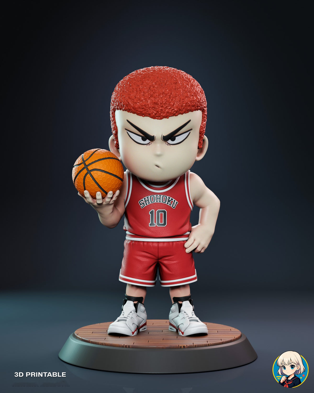 Sculptor's render (kit ships unpainted): full front view with the buzz-cut head and the pouting face