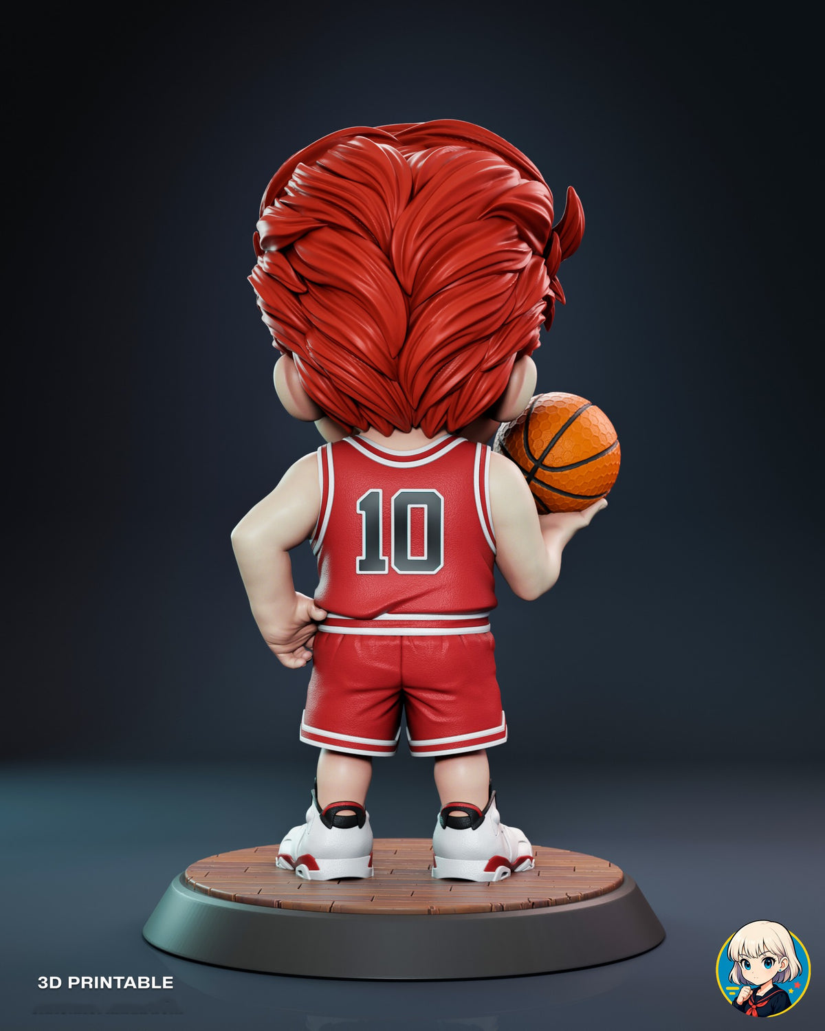 Sculptor's render (kit ships unpainted): back view with the number on the back of the jersey and the heels of the sneakers