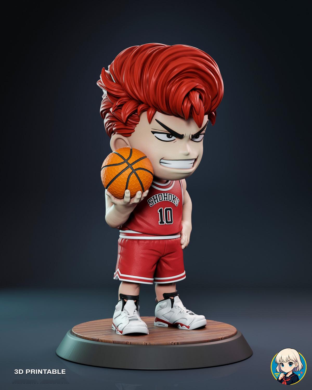 Sculptor's render (kit ships unpainted): three-quarter view from his right with the ball held up close to the camera