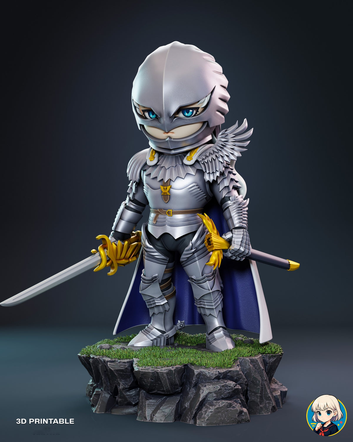 Sculptor's render (kit ships unpainted): the same front view with the beaked steel helmet head