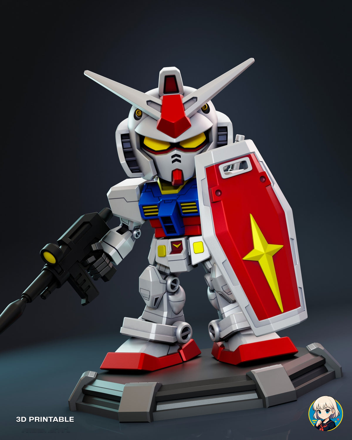 Sculptor's render (kit ships unpainted): front view at the head's height on the deck base