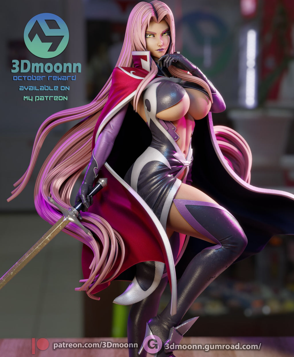 Sculptor's render (kit ships unpainted): closer front view of the face, collar, gloves and rapier hilt