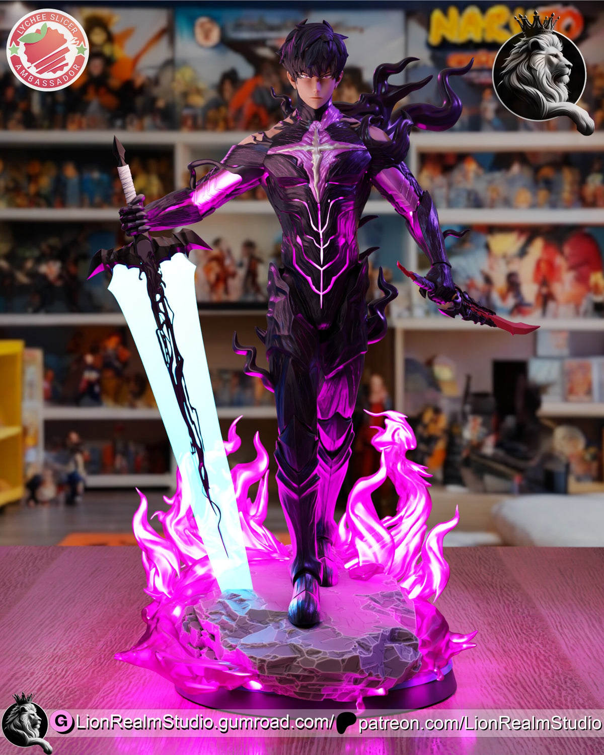 Sculptor's render (kit ships unpainted): front view of the greatsword build on the plain flame base, without the two small heads