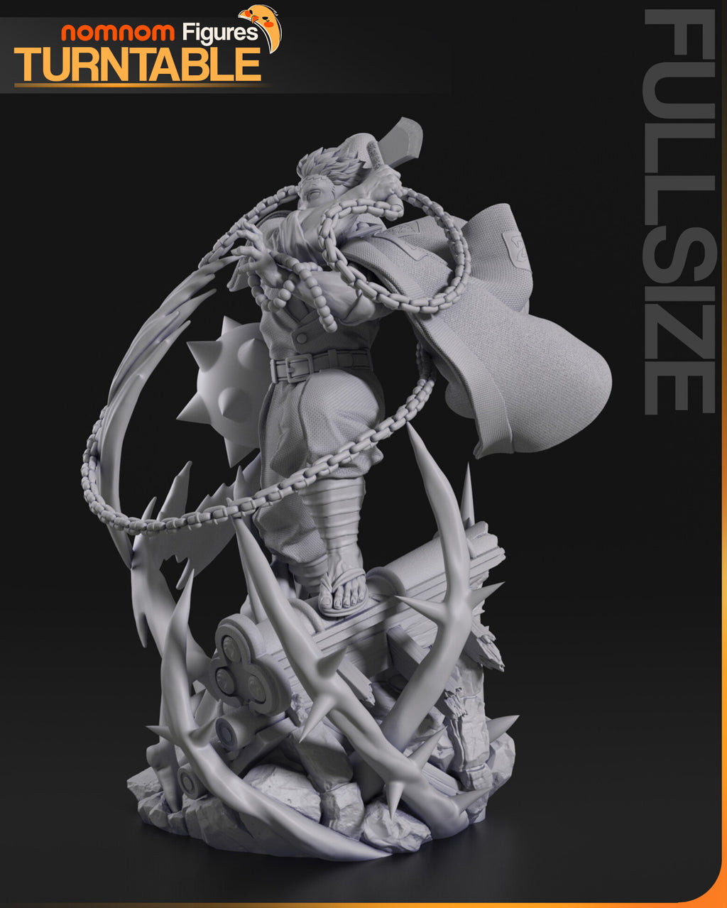 Sculptor's render (kit ships unpainted): gray side view along the outstretched arm, the haori sweeping behind him
