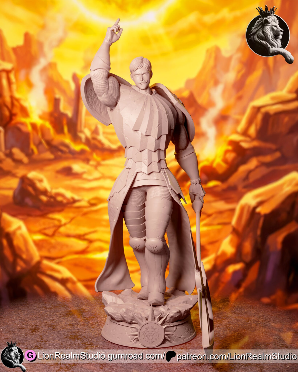 Sculptor's render (kit ships unpainted): unpainted gray view of the full figure from the front