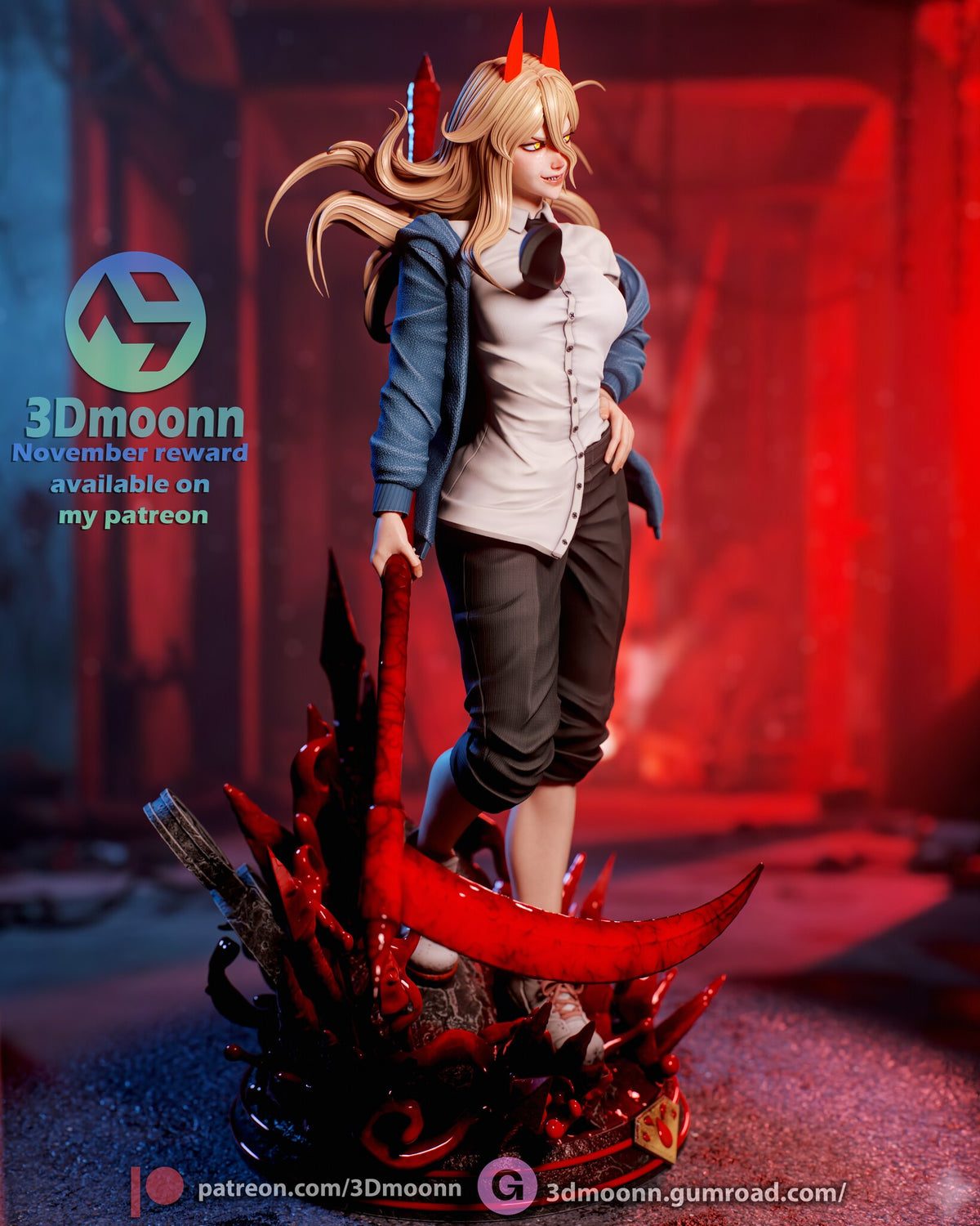 Sculptor's render (kit ships unpainted): side view from her right with the scythe staff upright in front of her
