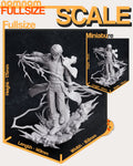 Studio scale and parts sheet (kit ships unpainted): scale page, the miniature in the inset, 73 mm tall with a 70 x 62 mm footprint, beside the full-size figure