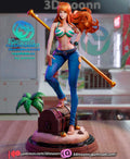 Sculptor's render of the painted design (kit ships unpainted): front view of the anime pirate navigator figure on its treasure chest island base