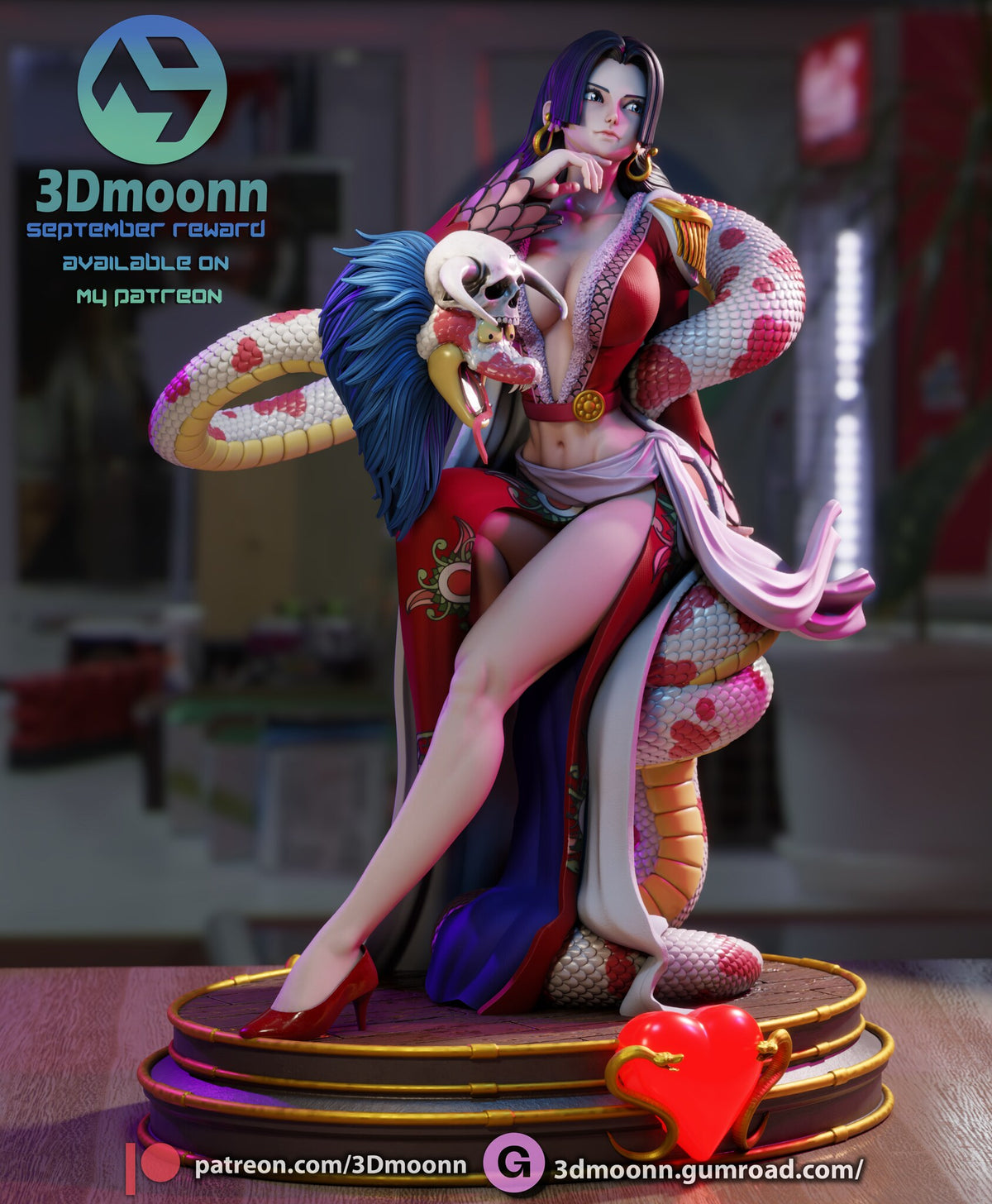 Sculptor's render (kit ships unpainted): three-quarter view from her right