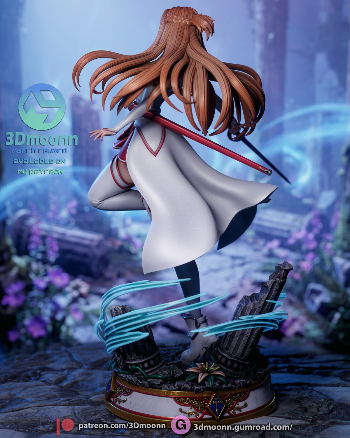 Sculptor's render (kit ships unpainted): back view from the left, coat flaring behind