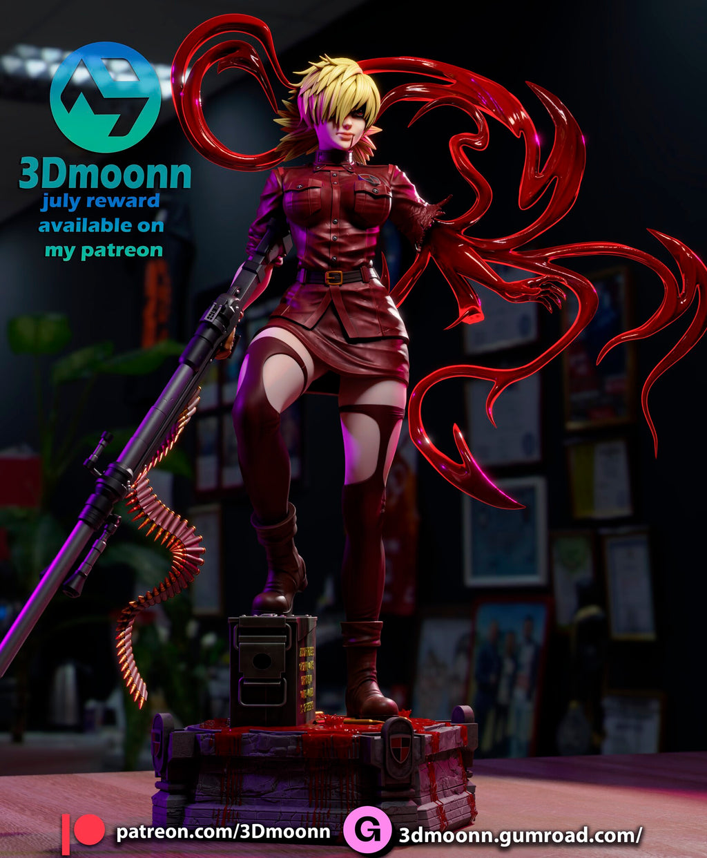 Sculptor's render (kit ships unpainted): built with the tendril arm: front three-quarter view with the cannon barrel angled out past the base