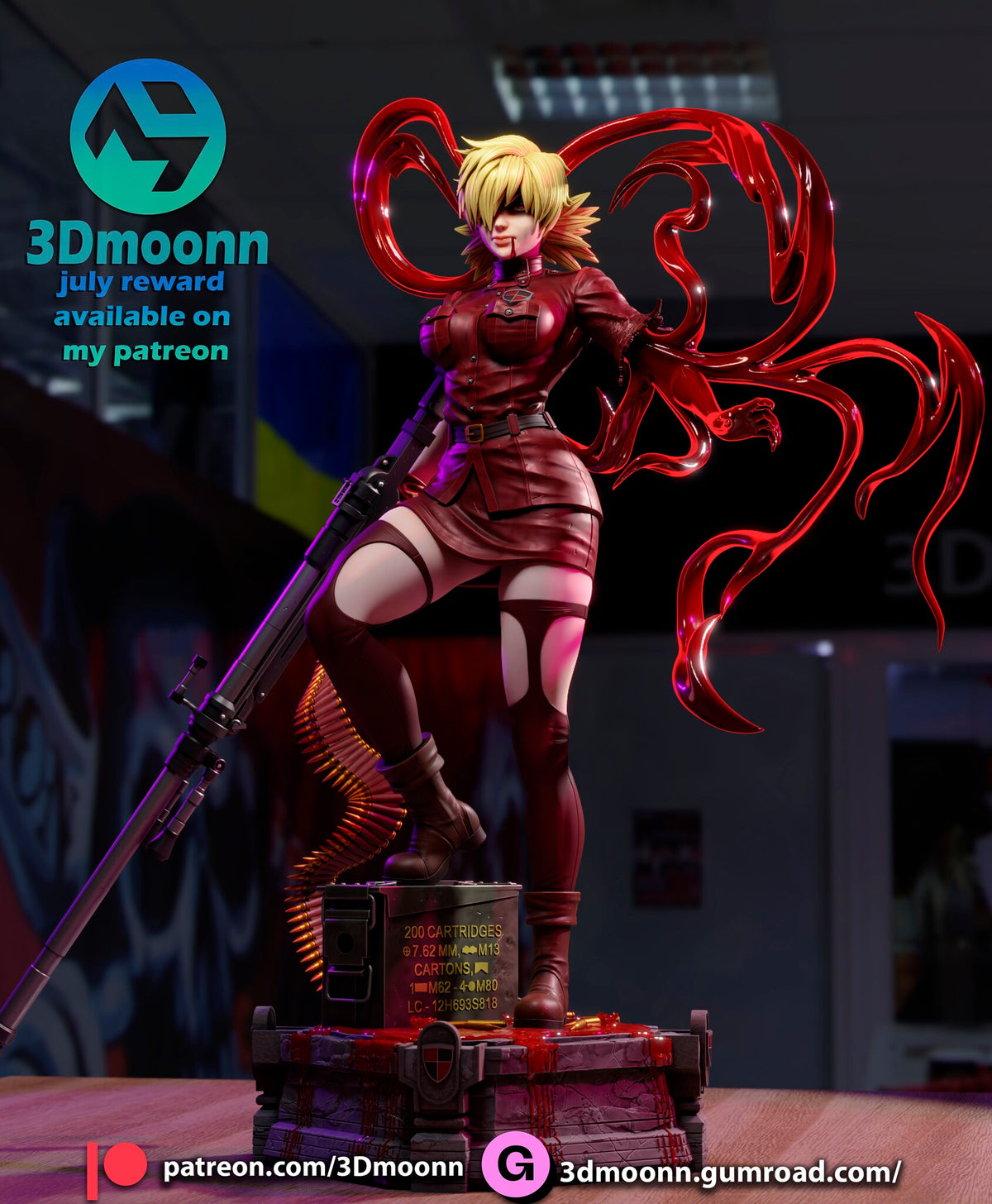Sculptor's render (kit ships unpainted): built with the tendril arm: three-quarter view of the tendrils spreading out to the side