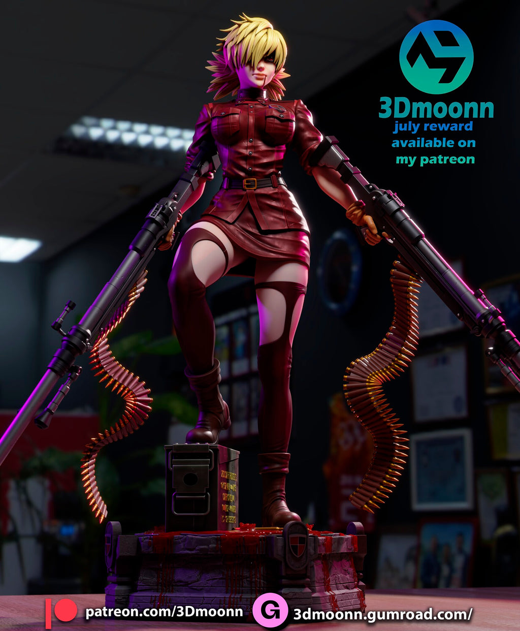 Sculptor's render (kit ships unpainted): built with the twin cannons: low front view of both cannons reaching out past the base