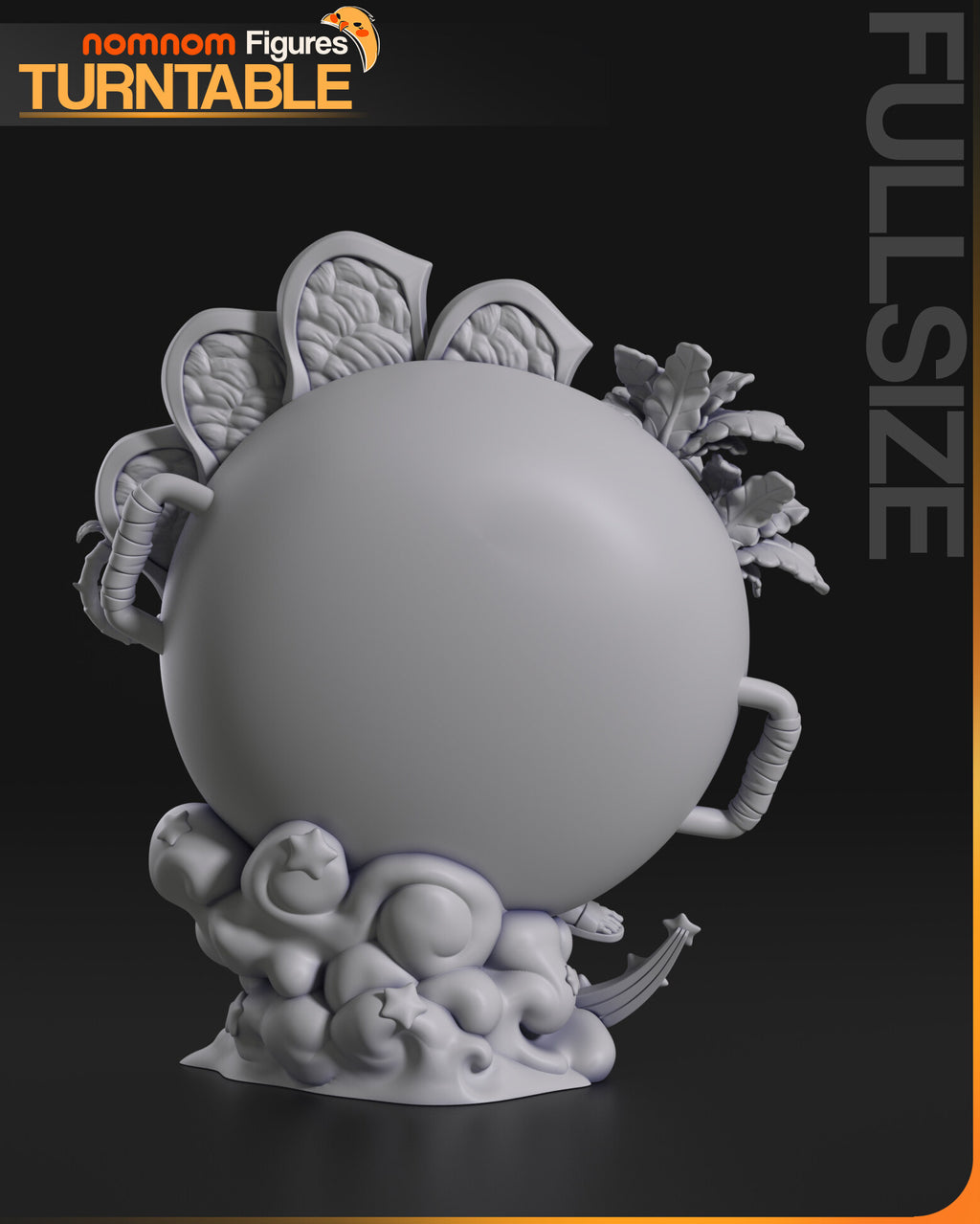 Sculptor's render (kit ships unpainted): unpainted gray rear view of the pot dome and cloud base
