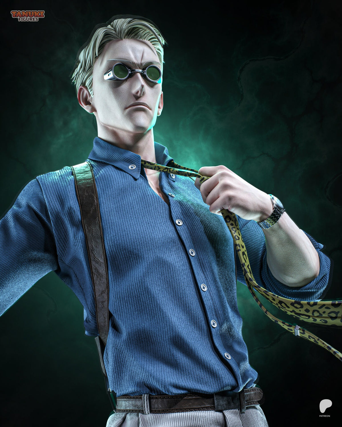Sculptor's render (kit ships unpainted): closer view of the shirtsleeves figure with the suspenders, rolled sleeve and wristwatch