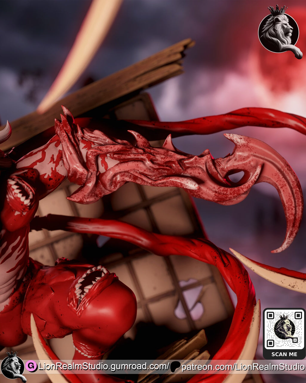 Sculptor's render (kit ships unpainted): close-up of the barbed flesh blade arm ending in a hooked claw