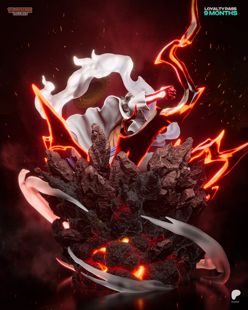Sculptor's render (kit ships unpainted): rear view of the rock spires, the raised fist and the cloud swirls