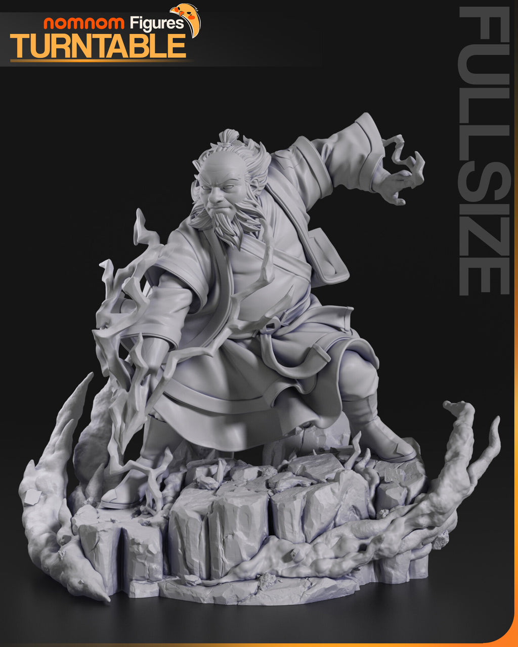 Sculptor's render (kit ships unpainted): gray three-quarter view showing the cracked rock and the curling cloud wisps