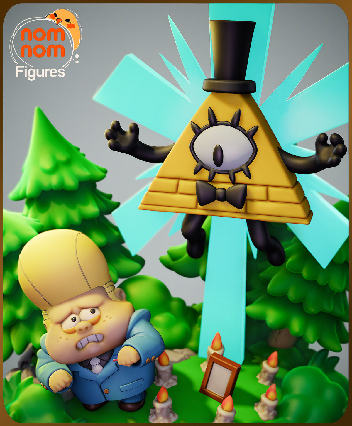 Sculptor's render (kit ships unpainted): closer view of the boy's worried face and blue suit beside the floating triangle