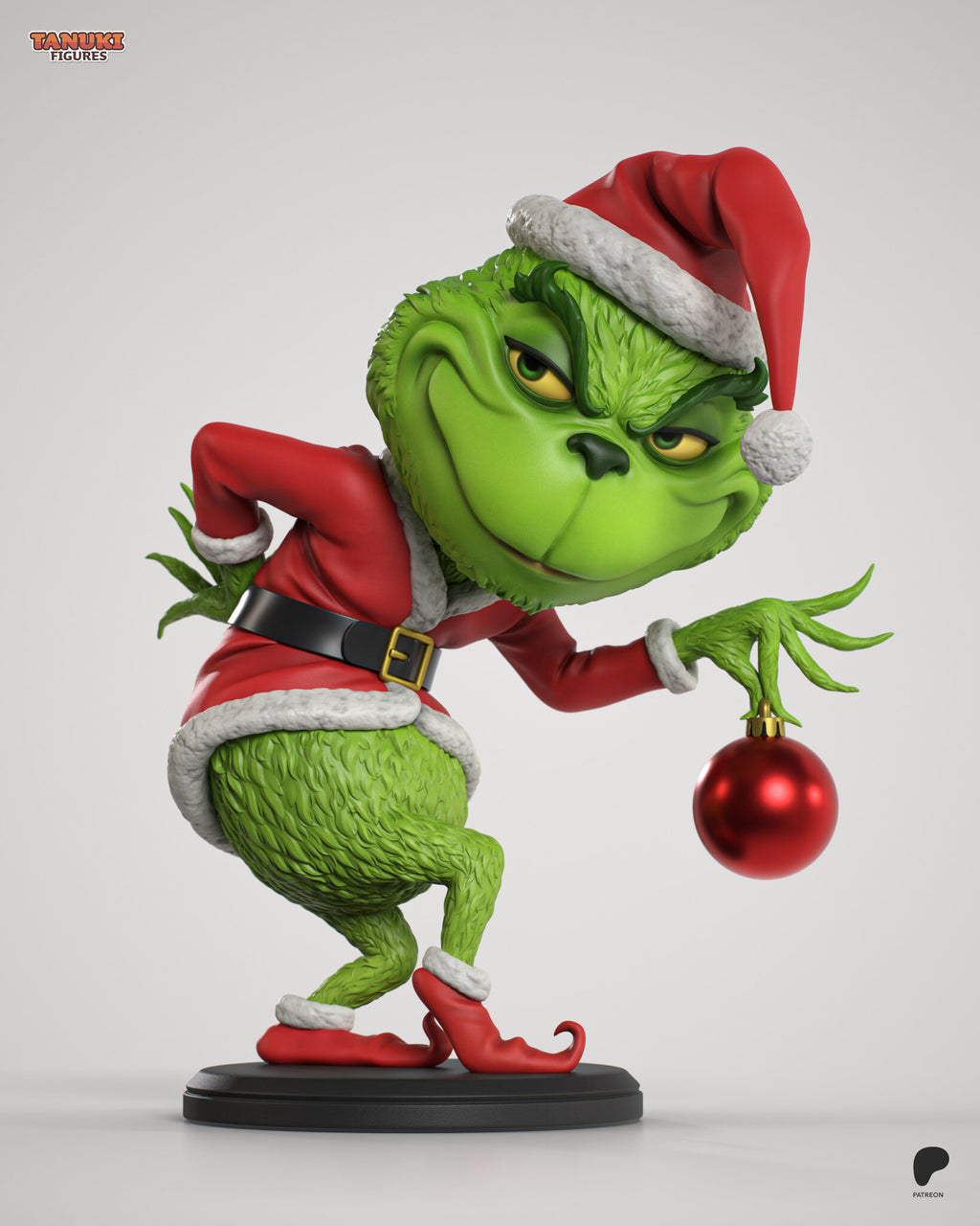 Sculptor's render (kit ships unpainted): front view with the smirking face toward the viewer and the bauble held out in one hand