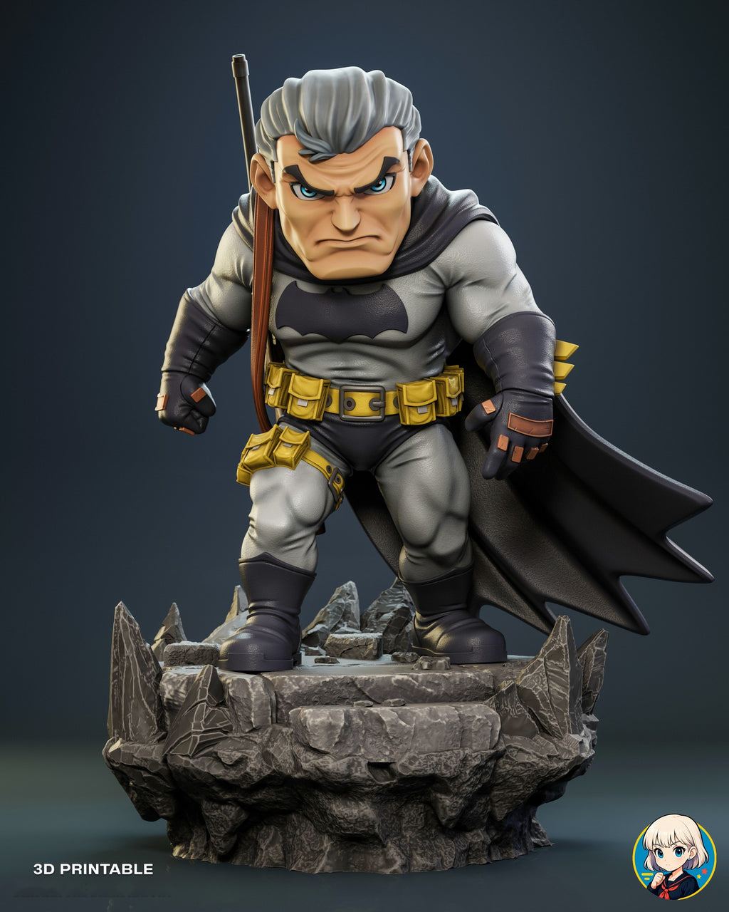 Sculptor's render (kit ships unpainted): the same view with the unmasked gray-haired head
