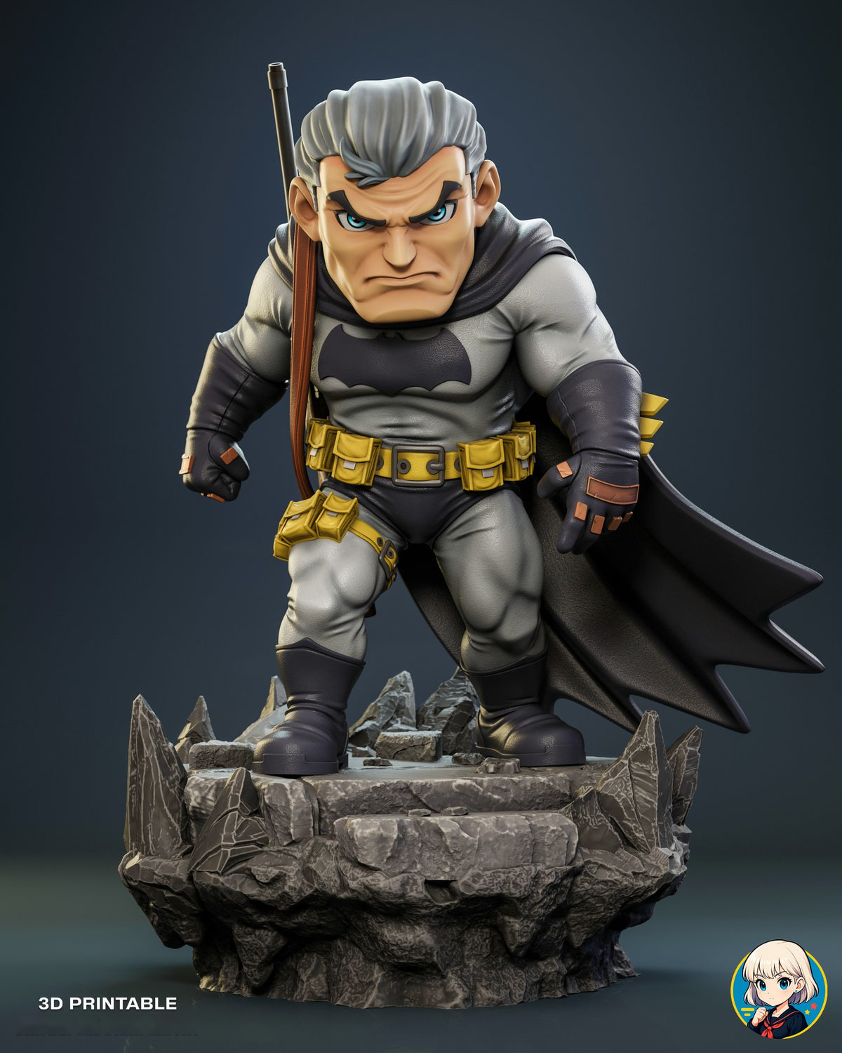 Sculptor's render (kit ships unpainted): the same view with the unmasked gray-haired head