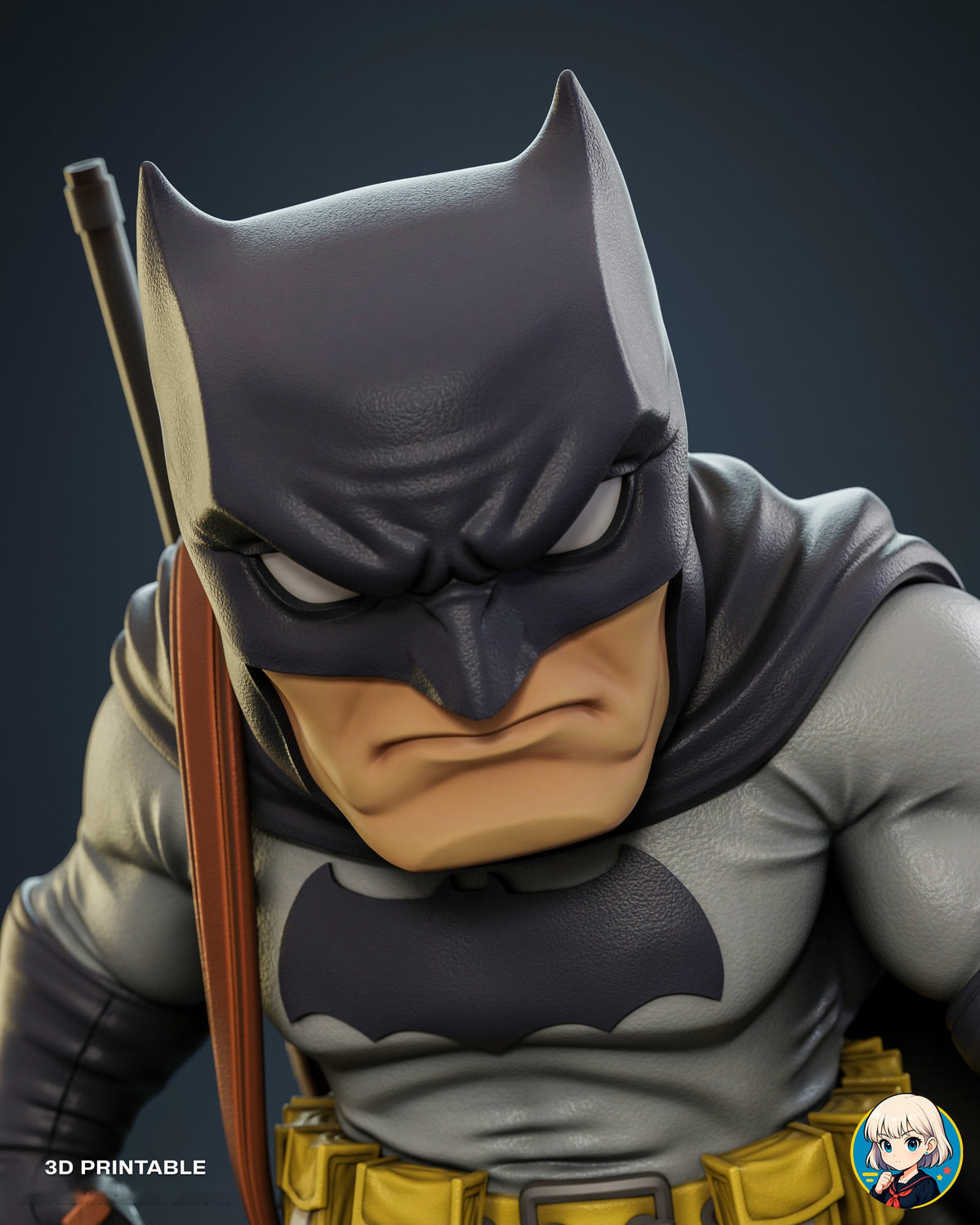 Sculptor's render (kit ships unpainted): close-up of the cowled head, frowning, with the rifle sling over one shoulder